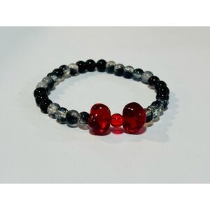 Kiki Inspired Bracelet Red Bow Charm Anime Style Beaded Jewelry